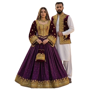 Robes de mariée afghanes personnalisées de haute qualité 2026 pour femmes, robe afghane Kuchi 3 pièces faite à la main pour fête de mariage adultes - Product Image 1