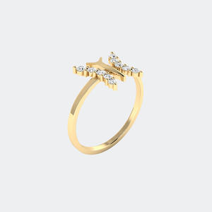 Anillo de Diamantes Redondos de 0.30CTW con Diseño de Mariposa, Oro de 14k, Diamantes Cultivados en Laboratorio, Color D, VVS, Banda Minimalista Inspirada en la Naturaleza para Mujer - Product Image 3