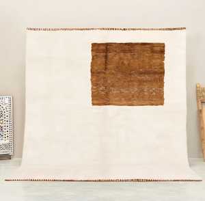 Alfombra Beni Ourain marroquí de lana anudada a mano |   Alfombra berbera hecha a mano |   Alfombra Geométrica de Color Marfil, Tamaño Personalizado, Venta al Por Mayor - Product Image 1