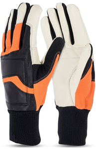 Guantes de cuero de cabra anticorte e impermeables con parches de PVC para motosierra, para tala y carpintería. - Product Image 6