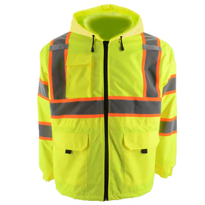 Veste de sécurité imperméable et respirante rose ANSI haute visibilité avec logo personnalisable pour le travail (hiver/printemps) - Product Image 6