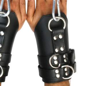 Ensemble de menottes et de bracelets de cheville en cuir de vachette avec connecteur croisé - Product Image 2