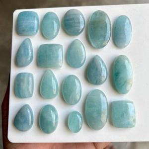 พลอยอะความารีนธรรมชาติทรงรีสีน้ำเงินสำหรับทำเครื่องประดับ หินขัดเงาสำหรับแหวนหรือจี้ คริสตัลบำบัด - Product Image 1