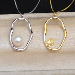 Chaîne de pull en argent S925, accessoire de fabrication de bijoux en perles DIY, avec perles semi-finies de 9-10 mm, support de couverture vide 5824 - Product Image 1