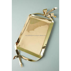 Metal Serving Tray With Handles <b>Mirror</b> Polish High Quality Decorative Trays Hot Sell Fruits Tea Snacks Tray Custom Size - Product Image 3