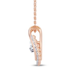 Collier pendentif en or rose avec diamant rond taille brillant central, idéal pour les bijoux de fiançailles pour femmes - Product Image 2
