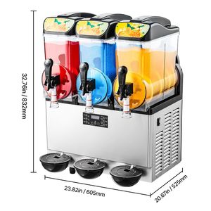 Macchina Professionale per Bevande Congelate con Tre Serbatoi da 15L in Acciaio Inox, Dispenser per 180 Bicchieri di Margarita e Frullati, Macchina per Slushy - Product Image 5