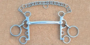 Bocado de Doble Articulación Pelham de Acero Inoxidable con Boquilla de Plata Alemana de 5 Pulgadas para Montar a Caballo - Product Image 5