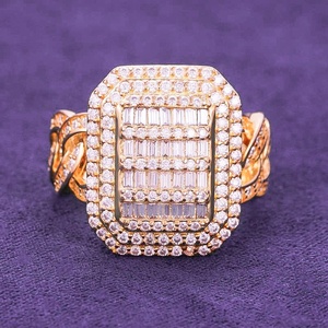 Bague rectangulaire en argent 925 avec diamant de laboratoire pour homme, bague statement, diamant certifié, pierre baguette, bijou de luxe glacé, cadeau de créateur - Product Image 1