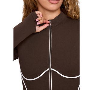 Chaqueta de yoga personalizada al por mayor para mujer, de manga larga con cremallera, ropa deportiva, top deportivo sin costuras para correr y fitness - Product Image 3