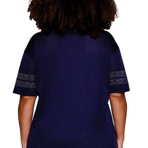 Maillot de football américain de luxe OEM grande taille avec strass pour femme, personnalisable, en maille, col en V, coupe oversize, chemise de sport tendance, fabricant - Product Image 3