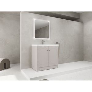 Lavanderia da bagno indipendente da 36 pollici con lavello in resina bianca e 2 porte dell'armadio a chiusura morbida - Product Image 4