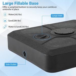 Base per Ombrellone da Patio da 330 Libbre con Ruote e Asta di Trazione Retrattile, Pesante, per Uso Esterno - Product Image 6