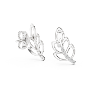 Luxury Leaf Lab Grown Diamond <b>Stud</b> <b>Earrings</b> Silver Trendy Minimalist Womens Fine Wedding Engagement Anniversary Party Gift - Product Image 3