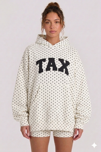 Sudadera con Capucha Extra Grande para Mujer, Diseño de Lentejuelas con Puntos, Color Azul Claro, Algodón, Hombros Caídos y Bolsillo Delantero - Product Image 5