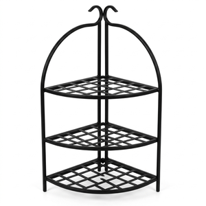 Soporte de metal de alta tendencia para plantas de esquina con tres niveles curvos para decoración de interiores, balcones y jardines, tamaño personalizado - Product Image 1