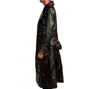 Men’s Pirate Style <b>Gothic</b> Steampunk Leather Trench High-Quality Faux Leather Coat Top Selling 2026 - Product Image 3
