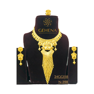 Diseñador elegante 24K chapado en oro latón moda joyería conjunto 5 Gramme gargantilla corto largo hermoso collar pendiente Estilo clásico - Product Image 1