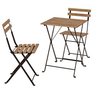Conjunto de Mesa y Sillas de Jardín de Madera Maciza con Estructura Metálica de Estilo Industrial Vintage, Plegable para Exteriores - Product Image 3