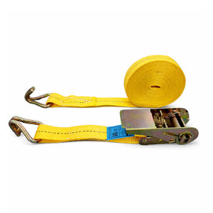 Correa de Carga Provina de 25 mm, Amarilla, de Poliéster, con Gancho en J y Hebilla de Trinquete Metálica, Certificación SGS, Resistencia a la Rotura de 500 kg a 1000 kg, Alta Calidad - Product Image 1