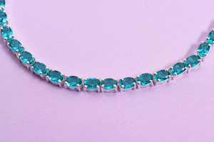 Collar de tenis ovalado de turmalina Paraíba de plata de ley 925, joyería de piedra de nacimiento, collar de gemas de lujo, regalo para ella - Product Image 6