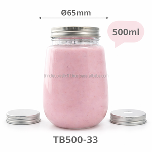 Bouteille transparente de 500 ml en PET de qualité alimentaire TB500-33 avec bouchon en aluminium, emballage cylindrique étanche - Product Image 1