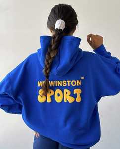 Sweat-shirt à capuche personnalisé de qualité supérieure avec impression 3D en relief pour femme, 100% French Terry, coupe ample, streetwear, délavé à l'acide, pailleté - Product Image 6