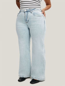 Jeans larges extensibles en coton bleu de haute qualité pour femmes, respirants, grandes tailles, service OEM - Product Image 3