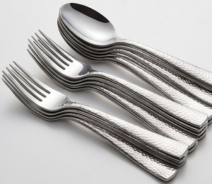 Modern Stainless Steel Flatware Set With Hammered Handle Design High <b>Mirror</b> Polish Rust Resistant For Wedding Dining - Product Image 5
