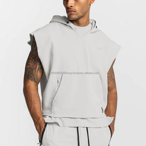 Oem Custom Logo Hoodies Fitness Sports Tank Top con capucha Gym Training Mesh Sudaderas sin mangas para hombres - Product Image 3