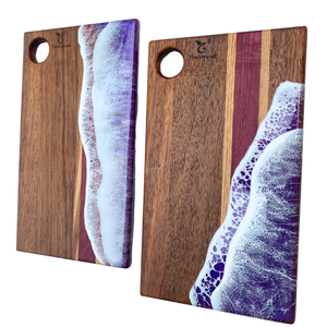 เขียงไม้ Thatwood ลายคลื่นเรซิ่นสีม่วง งานแฮนด์เมด สไตล์ชายทะเล สำหรับใช้ในครัว - Product Image 6