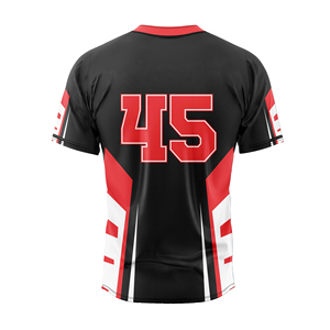 Jersey de Béisbol Unisex Negro y Rojo, Manga Larga, Malla Transpirable, Número de Equipo 45, Corte Regular, Ropa para Adultos, Invierno - Product Image 2