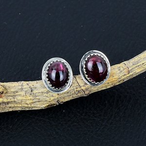 Garnet 925 Sterling <b>Silver</b> <b>Stud</b> Earrings Fine Gems for Wedding Engagement Anniversary Gifts with Oval Shape Cut Gemstone - Product Image 4