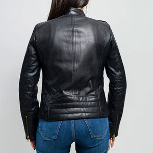 OEM Custom Ladies Crop Leather <b>Jacket</b> Premium Real Leather Moto <b>Biker</b> <b>Jacket</b> for Women In Wholesale Price - Product Image 2
