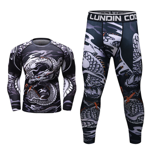 Ensemble de rashguard de compression pour hommes avec imprimé dragon, manches longues, spandex, séchage rapide, UPF50+, MMA, BJJ, Kickboxing, tenue de sport - Product Image 2