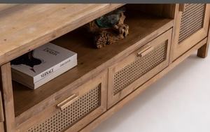 NUEVO PRODUCTO 2026 Mueble de TV Moderno de Lujo Industrial para Sala de Estar o Dormitorio, en Madera de Mango Blanca - Product Image 5