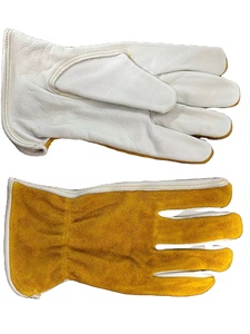 Guantes de Seguridad de Cuero, Resistentes al Desgaste, Blancos y Amarillos, para Actividades al Aire Libre, Unisex, Estilo Pull-On - Product Image 3