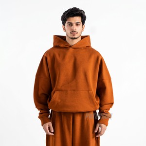 Sweat à capuche en molleton de coton 400 GSM, coupe oversize streetwear à épaules tombantes, pour marques indépendantes - Product Image 4