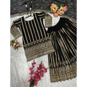 Ensemble de vêtements de soirée pour femmes de créateur Plazzo Dupatta - Product Image 1