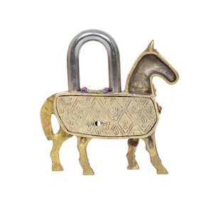 Candado de Latón con Forma de Caballo Real, Candado Metálico Decorativo Vintage con Diseño de Silla de Montar Colorida y Ornamentada, Decoración Única para el Hogar con Temática Animal - Product Image 4
