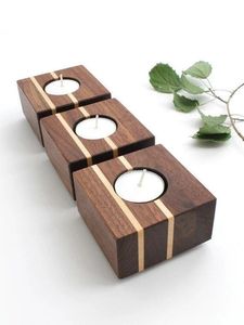 Porte-bougie en bois fait main, support de bougie rustique en bois naturel, décoration de table pour le salon et la salle à manger - Product Image 1