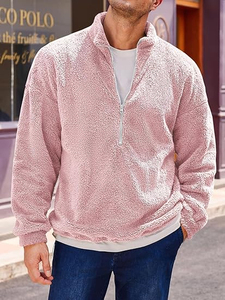 Custom <b>Men's</b> Large Size Casual Winter Warm Polar Fleece Loose Outdoor Windproof Stand <b>Sherpa</b> <b>Jacket</b> with Zipper for <b>Men</b> - Product Image 3