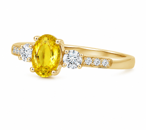 Anillo de Lujo con Gema Amarilla de Corte Ovalado y Detalles de Diamantes para Mujer, Oro de 10K/14K/18K, Plata de Ley 925/935, Anillo de Compromiso/Boda - Product Image 2