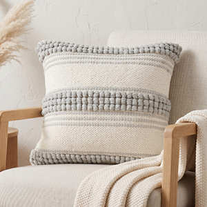 Housse de coussin bohème à rayures horizontales, coussin décoratif tissé, coussin d'appoint bohème neutre pour canapé et lit - Product Image 1