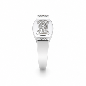 Bague pour homme en argent sterling 925, avec grappe de diamants incurvée, finition polie, design géométrique moderne, pour mariage, fête, usage quotidien, bijoux fins, cadeau - Product Image 4
