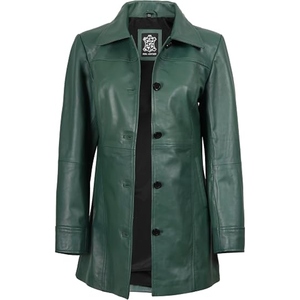 Abrigo Largo de Cuero Genuino para Mujer, Elegante Gabardina Larga, Ropa al por Mayor Personalizada OEM - Product Image 4