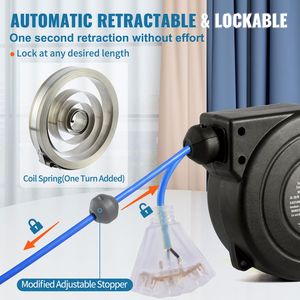 Avvolgicavo retrattile per impieghi gravosi da 30 piedi, 16AWG/3C SJTOW, con presa tripla illuminata e connettore maschio AU da 10 pollici - Product Image 5
