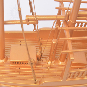 Modèle de bateau à voile dhow en bois doré fait main, bateau traditionnel arabe, figurine nautique, cadeau 31Lx8Wx27H cm - Product Image 4