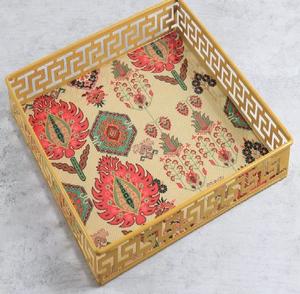 Plateau de service en bois rustique de luxe avec poignées en métal, plateau de service décoratif pour aliments, plateau de service en bois fait main avec - Product Image 3