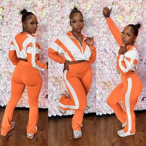 Ensemble de survêtement sportif 2 pièces pour femme : veste courte et pantalon taille haute à jambes larges, tenue décontractée style streetwear - Product Image 6